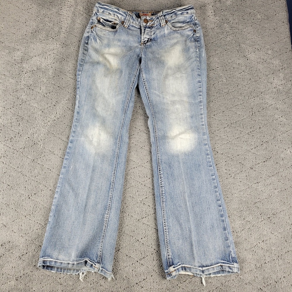 No Boundries Jeans Juniors 9 Blue Low Rise Bootcut Stretch Denim Festival